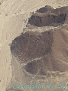 มนุษย์หัวนกเค้าหรือมนุษย์อวกาศ ที่บนหน้าผาแห้งแล้ง หนึ่งใน Nazca Lines อันลือชื่อ